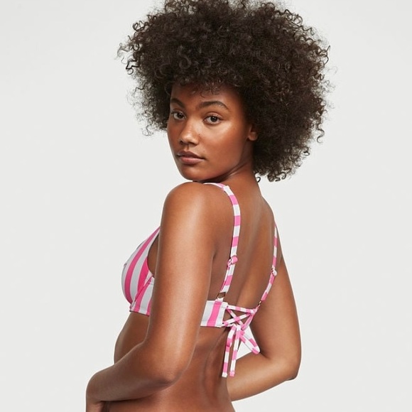 NWT Light Pink and White VS Striped Underwire Bikini Top - 34C - Picture 5 of 6